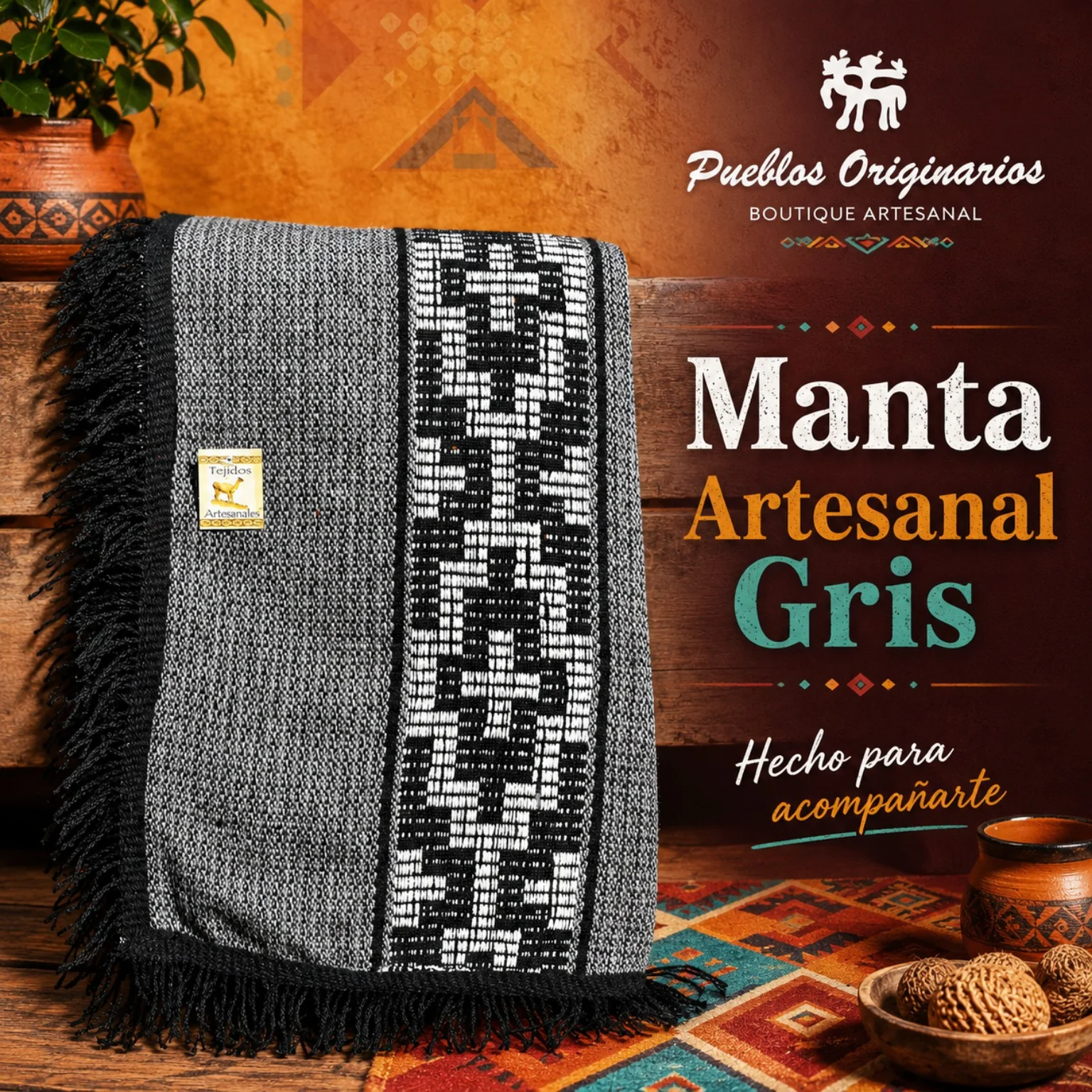Poncho Artesanal Gris
