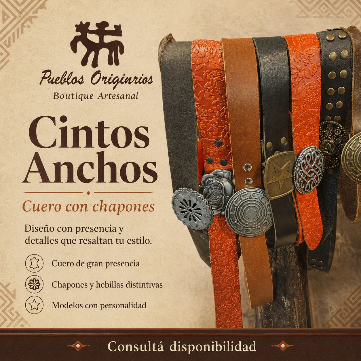 Cintos Anchos de Cuero con Chapones