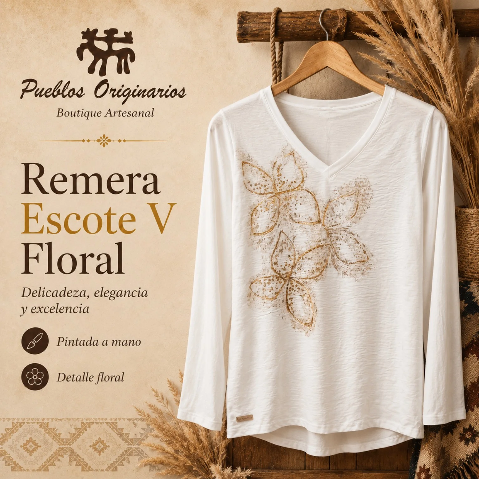 Remera Escote V Floral