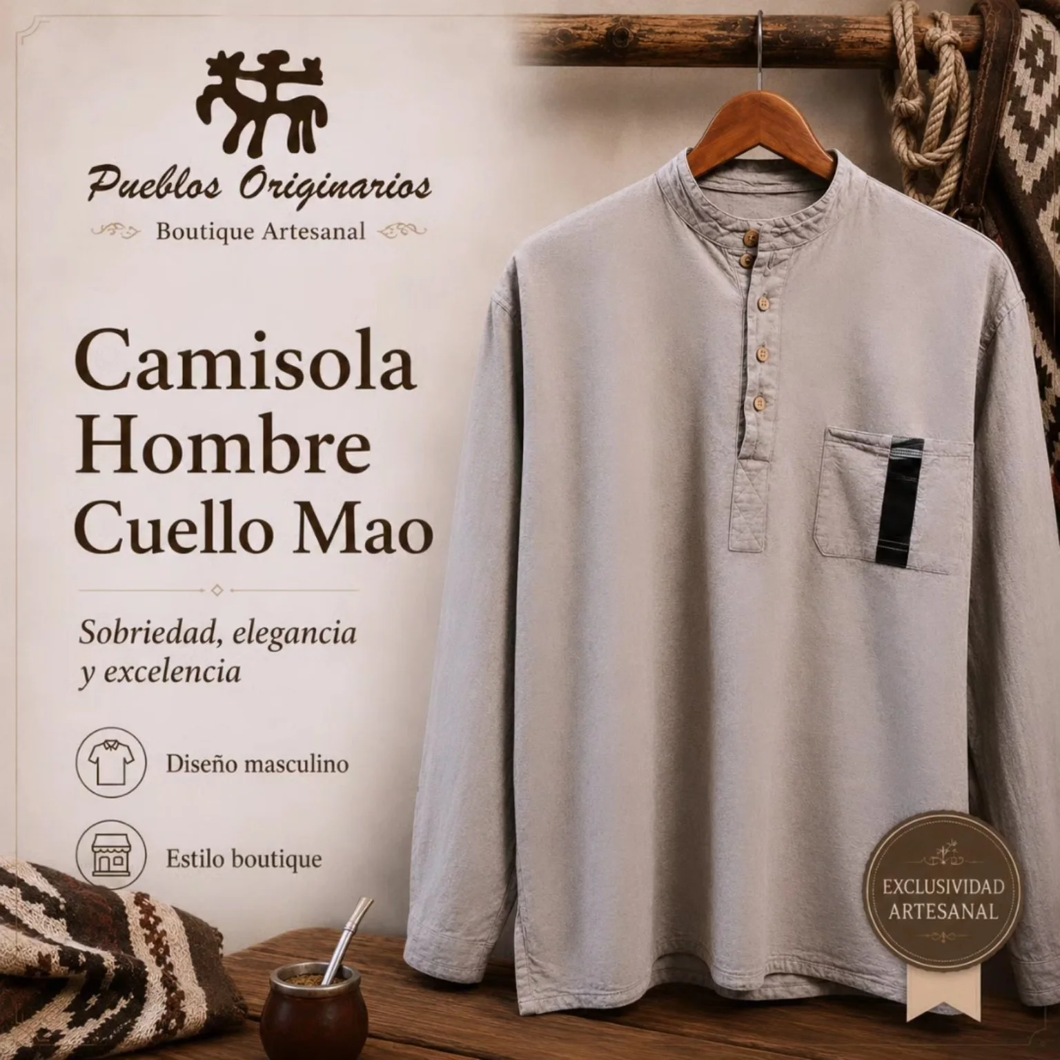 Camisola Hombre Cuello Mao