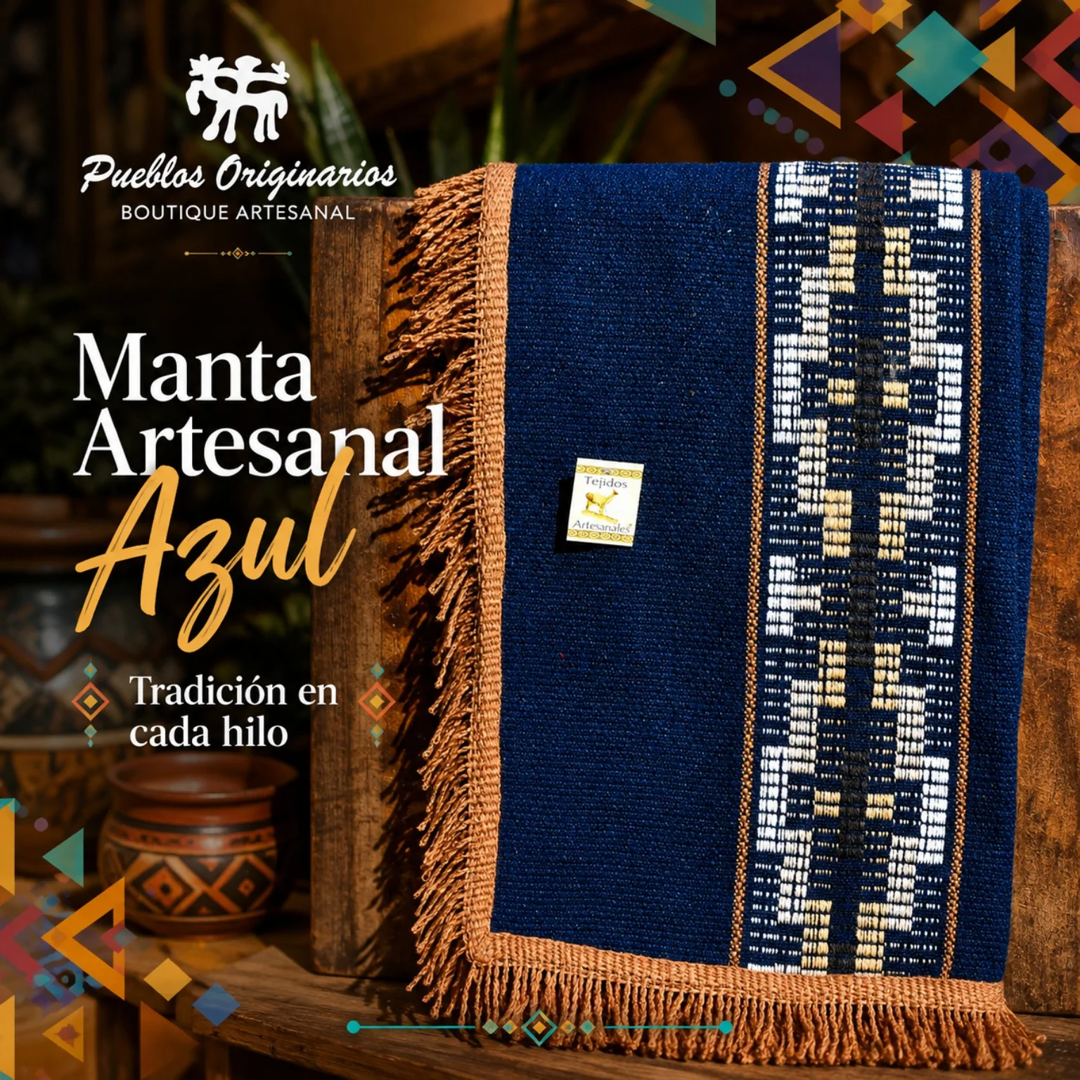Manta Artesanal Azul