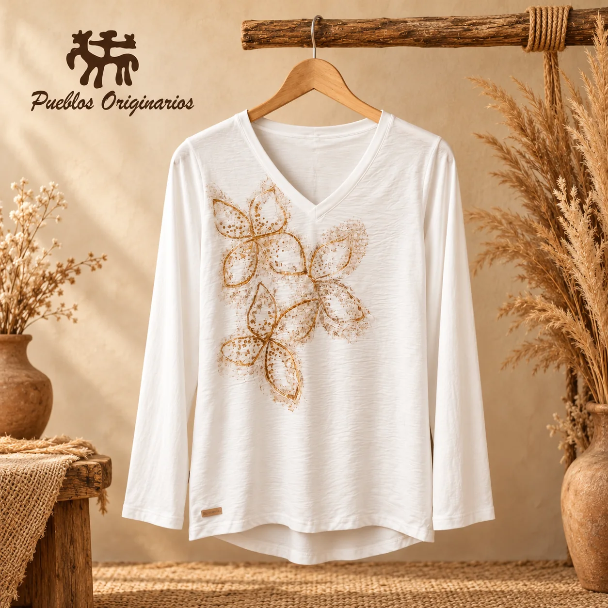 Remera Escote V Floral